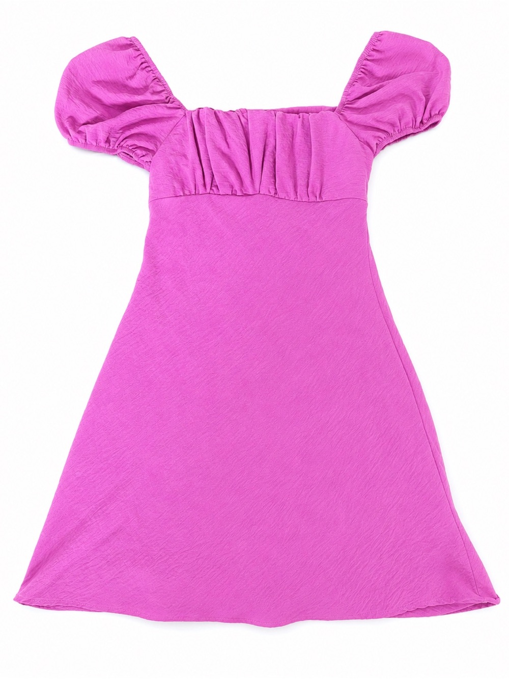 Altar'd State Vibrant Pink Puff-Sleeve A-Line Dress XS